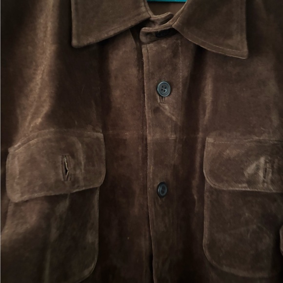 Claiborne Men's Tan Suede Shirt Jacket XXL pit measurement 29 inches - Picture 4 of 6
